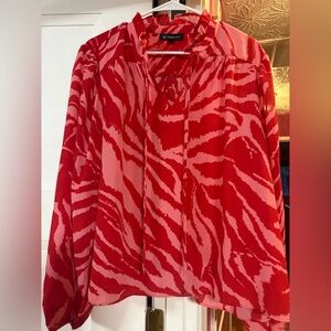 INC International Concepts Red Animal Print Blouse